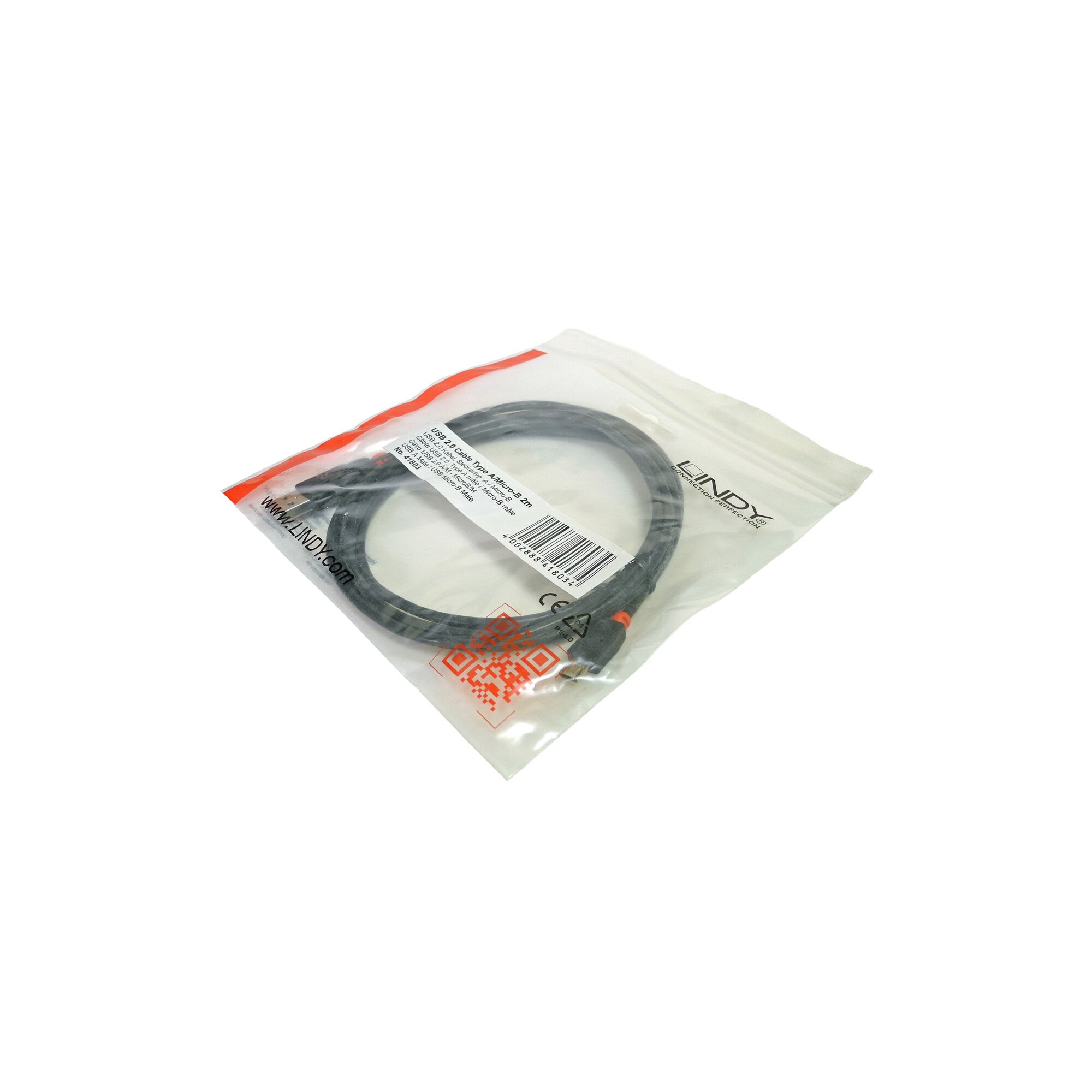 LINDY 41803 2m black USB 2.0 Cable Type A to Micro-B new OVP - Piospartslap
