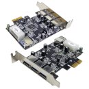 DeLock 89281 Quad-Port USB 3.0 Type-A PCIe2.0  x1 Adapter Card FP