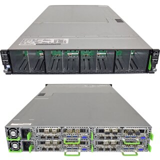 Fujitsu Primergy CX400 M1 4 Node Server 4x Node CX2550 M2 no CPU no DDR4 RAM 24 Bay 2,5" 1xLPE16002 1xOCE14102