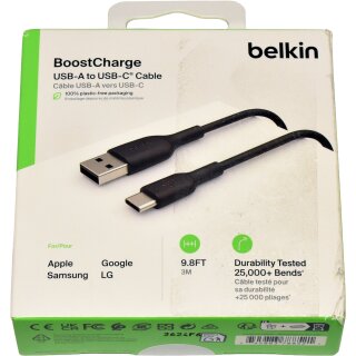 Belkin BoostCharge CAB001 3m USB-A to USB-C Cable NEW NEU