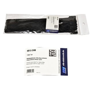 EFB Elektronik KB12-230B Klettkabelbinder 10St./Pack schwarz 230mm/12mm NEW NEU