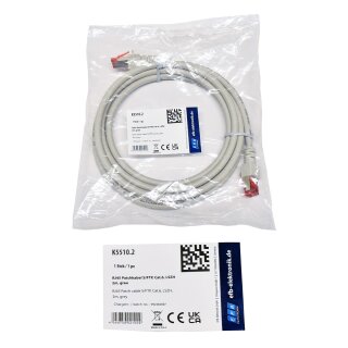 EFP Elektronik K5510.2 RJ-45 Patchkabel S/FTP Cat.6 LSZH 2m grau NEW NEU