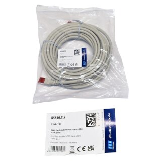 EFP Elektronik K5510.7,5 RJ-45 Patchkabel S/FTP Cat.6 LSZH 7,5m grau NEW NEU