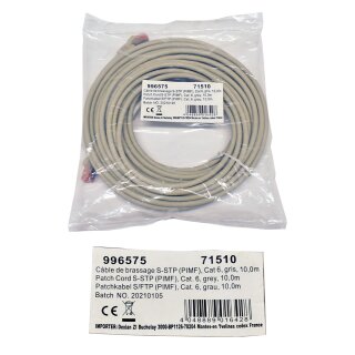 Dexlan 71510 RJ-45 Patchkabel S/FTP (PIMF) Cat.6 10m grau NEW NEU