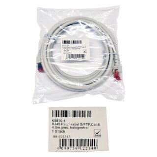 EFP Elektronik K5510.4 RJ-45 Patchkabel S/FTP Cat.6 LSZH 4m grau NEW NEU