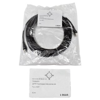 Geiger 72001221 RJ-45 S/FTP-Patchkabel AWG26 Kat.6A Tyco AMP 8m schwarz NEW NEU