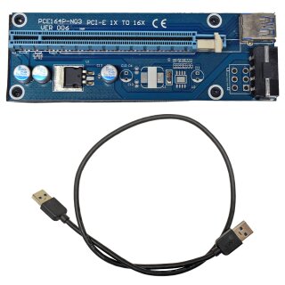 PCIE164P-N03 VER 006 PCI-E 1x to 16x Backplane blue +USB 3.0 Cable 60cm black