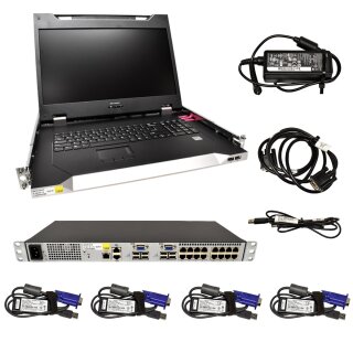 HP LCD8500 1U Console 18.5" Flat Panel +IP Console Switch Q1P55A +Adapter AF628A