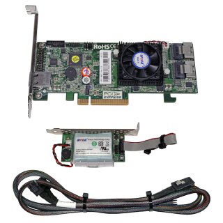 Areca ARC-1882i Dual-Port 6G SAS 1GB Cache RAID Controller +Cables +BBU FP