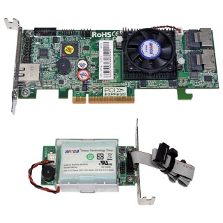 Areca ARC-1225-8i Dual-Port 6G SAS 1GB Cache RAID Controller +BBU LP