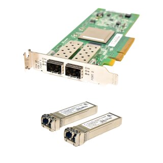 QLogic QLE2562-IBMX Dual-Port 8GE FC PCI-E x8 Network Adapter 42D0516 LP 2x Mini GBIC