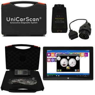 UniCarScan OBD-2 Diagnosesystem + BMW Adapter + Captiva PAD 10.1 Win10 3G 64GB