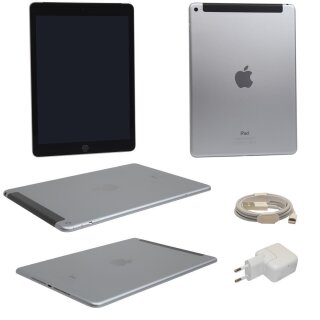 Apple iPad 5. Generation 128GB 9,7 Zoll Wifi + Cellular Space Gray A1823 mit USB Power Adapter und Lightning USB Kabel