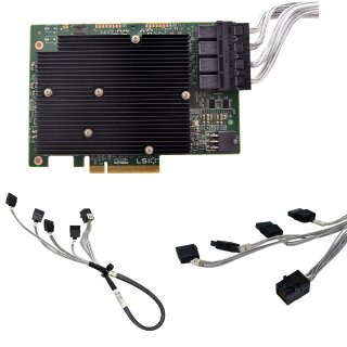 LSI SAS9300-16i 12G HBA PCIe 3.0 x8 Controller mit 4x Kabel ohne Bracket FP