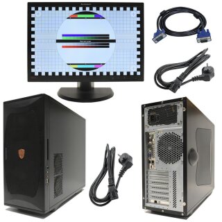 AEGIS Tower PC Asus P5BV-C Motherboard 1x Xeon X3230 4C 8GB RAM 300GB HDD + Lenovo Monitor 22 Zoll
