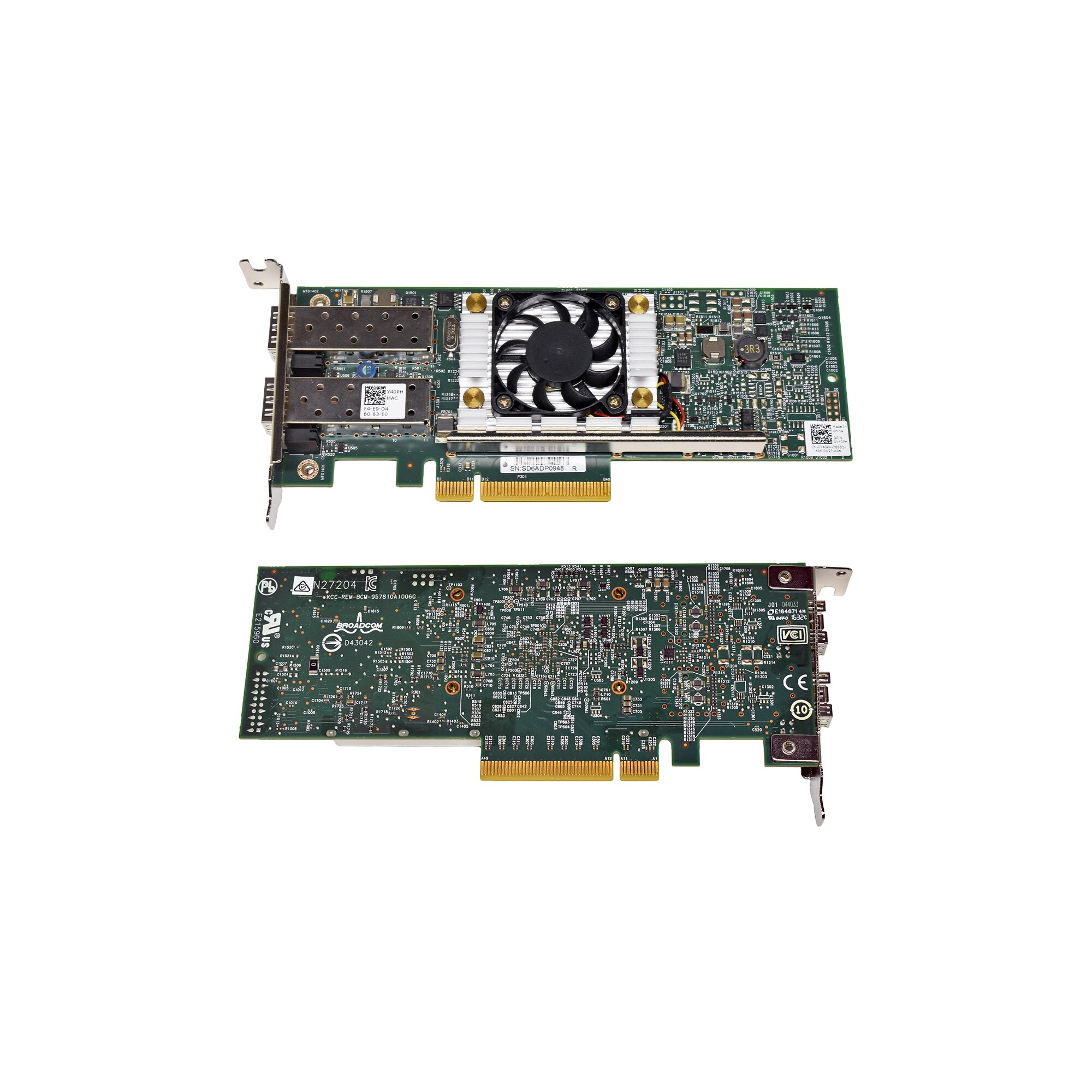 DELL BroadCom Dual-Port 10G SFP+ Network Adapter PCIe x8 D43042 57810S ...