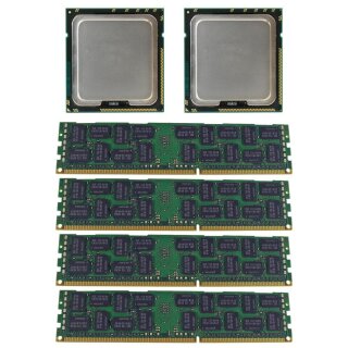 4x Samsung 4GB 2Rx4 PC3 10600R CL9 Server RAM DDR3 2x Intel Xeon E5620 CPU Quad Core 2.40 GHz 12MB Cache SLBV4 FCLGA1366